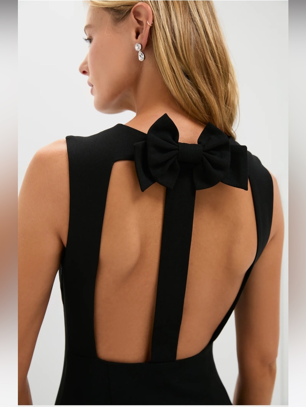 HYACINTH HOUSE Black Open Back Bow Ambrose Midi Dress